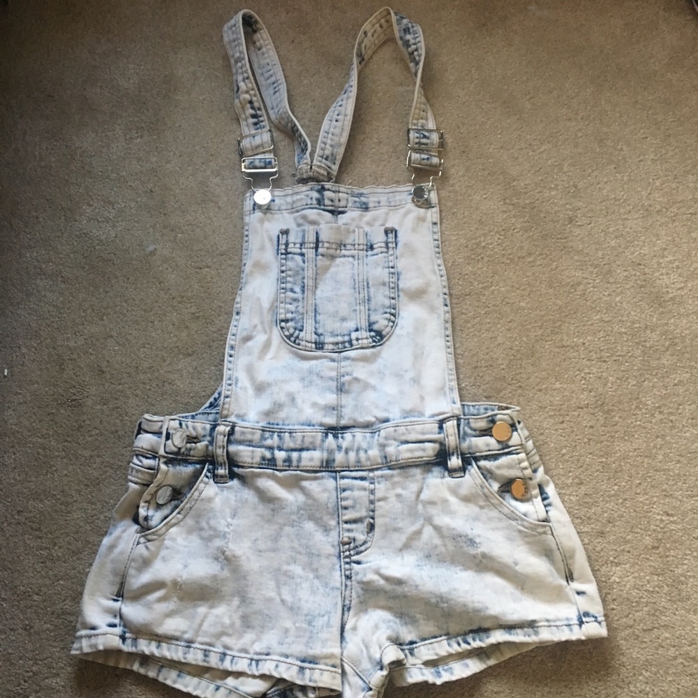 Denim short overalls